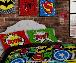 Boys Duvet Cover Superhero Bedding Set Kids Comforter Twin Xl Etsy Superhero Wall Decor Superhero Bedding Boys Room Wall Art