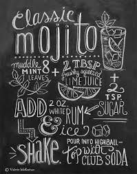 Typography Print Mojito Recipe Cocktail Recipe Kitchen Etsy Mojito Recipe Chalkboard Mojito