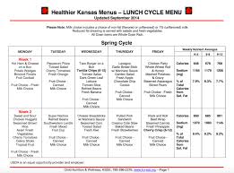 Snp Resources Healthier Kansas Menus Lunch 8 Week Cycle Sy2014 15 School Cafeteria Food School Lunch Recipes School Food