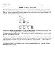 Maybe you would like to learn more about one of these? Copy Of Harry Potter Pedigrees Pdf Ap Biology Name Harry Potter Pedigrees A Pedigree Is A Diagram Of Family Relationships That Uses Symbols To Course Hero