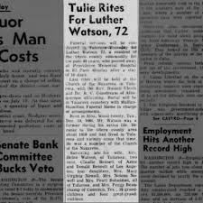 Obituary for Luther Watson (Aged 72)