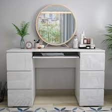 A wide variety of dressing table storage options are available to you, such as design style, appearance, and material. White Dressing Table High Gloss Fronts Makeup Desk 6 Drawers Big Storage Bedroom Ebay