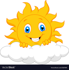 Happy sun behind the cloud Royalty Free Vector Image