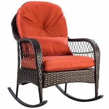 Costway Rattan Wicker Outdoor Patio Porch Deck Rocker Rocking Chair Furniture With Red Cushions Hw57256 The Home Depot In 2020 Wicker Rocking Chair Outdoor Wicker Rocking Chairs Rocking Chair Porch