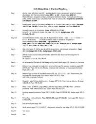 Prior knowledge questions (do these before using. Unit 3 Quantities In Chemical Reactions