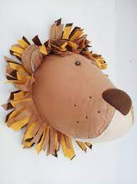 Lion Faux Taxidermy Felt Wall Mounted Animal Head Etsy Faux Taxidermy Animal Heads Animal Head Decor