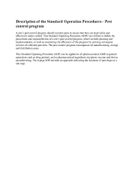 Procedure sops by far the majority of the sops you will have to write will fall in this category. Doc Description Of The Standard Operation Procedures Pest Control Program Danica Dimaano Academia Edu