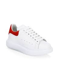 Alexander mcqueen shoes women red. Alexander Mcqueen Women S Women S Suede Oversized Sneakers White Red Editorialist