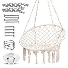 Amazon Com Ohuhu Hammock Chair Hanging Chair Swing With Heavy Duty Hanging Hardware Kit Indoor Macrame Swing In 2020 Hanging Chair Hanging Swing Chair Hammock Chair