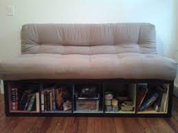 Ikea heard our critiques and added a few things to the menu that could fool any decor expert. My Own Ikea Hack Couch Just Two Expedit Bookshelves Attached With Mending Braces And Painted With Shelves Over Couch Grey Floating Shelves Shelves Above Couch
