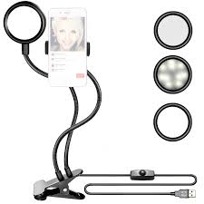 Neewer Clamp On Led Selfie Ring Light With Cell Phone Holder For Live Stream 3 Level Brightness 360 Degree Rotating Flexible Long Arms Gooseneck Mount For Youtube Facebook Iphone8 7 6s Samsung Htc Neewer Photographic Equipment And Accessories