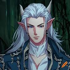 Manhwa style, elf male, white silver hair, gold speckled blue eyes, pale  skin, dressed as a mage, in a forest on Craiyon