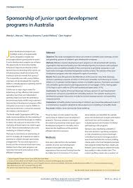 Without you this simply isn't possible. Pdf Sponsorship Of Junior Sport Development Programs In Australia
