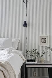 The Walls Have Caught My Eye Again This Time With A Mix Of Two Tone Grey Contrasting White And A Stripe Wallpaper Bedroom Wallpaper Bedroom Striped Wallpaper
