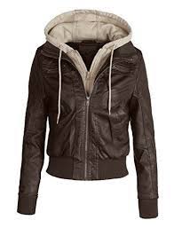 Le3no Women S Zip Up Faux Leather Moto Jacket With Hoodie Cropped Faux Leather Jacket Leather Look Jackets Faux Leather Bomber Jacket