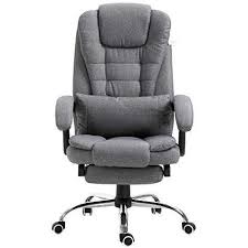 Executive Reclining Computer Desk Chair With Footrest Headrest And Lumbar Cushion Support Furniture Mr34 Grey Fabric Shop Designer Home Furnishings