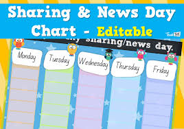 Sharing News Day Chart Editable Teacher Resources And