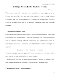 Below are some sample cover letters i have compiled and detailed tips from reputable sources. Pdf Drafting A Cover Letter For Academic Journals