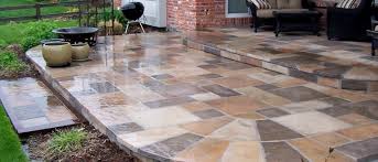 Landscape Stone And Pavers Installation Of Stone Pavers Over Concrete Slab Earthstone Products Patio Stones Patio Design Diy Stone Patio