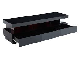 Modèle présenté, laqué blanc mat/tissu d'enceinte gris. Meuble Tv Fabio Mdf Laque Leds 3 Tiroirs Noir