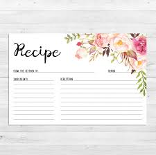 Recipe Cards Bridal Shower Boho Recipe Card Watercolor Floral Printable Instant Download Recipe Card 2802267 Weddbook