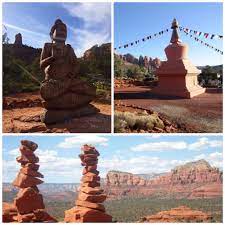 The stupa housing the relic is enshrined in the center of the chamber, with a mandala depicting the buddha vairocana adorning the ceiling above the stupa, and statuettes of 36 dragons adorning the stupa's base. Amitabha Stupa Peace Park Sedona Az Day Trips Sedona Az Places To Visit