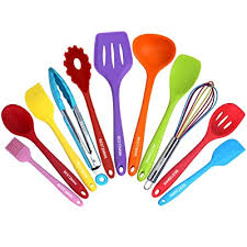 colorful silicone kitchen utensils