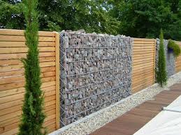 Decorative Garden Fence Panels And Walls With Natural Stone Backyard Fences Fence Design Gabion Wall