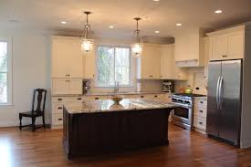 Brookhaven Cabinets In Antique White Island In Matte Brown With Black Glaze Dark Kitchen Kitchen Pictures Kitchen Remodel