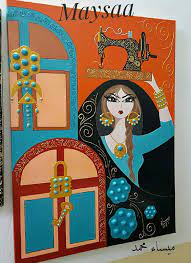 احد لوحاتي رسم على كانفاس اكريلك ام العباية بغداديات ميساء محمد السراي maysaa iraq diy art painting art paint party folk art painting