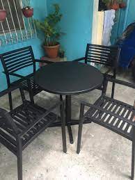 A combination of metal garden table and chairs brings a modern yet timeless energy into your outdoor spaces. Metal Outdoor Chair And Table Set Furniture Home Living Furniture Chairs On Carousell
