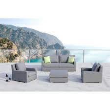 Ove Decors Royal 4 Piece Aluminum Outdoor Sofa With Sunbrella Gray Cushions Royal4pc The Home Depot Conversation Set Patio Outdoor Sofa Sets Cozy Patio
