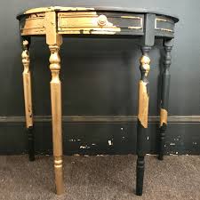 Gold Aubusson Blue Demi Lune Table Demilune Table Half Moon Table Table