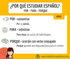 Por Que Estudiar Espanol Por Para Porque Estudiar Espanol Oraciones Con Verbo Espanol