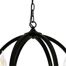 Canyon Home 6 Light Chandelier Globe Matte Black Round Steel Sphere Cy A4