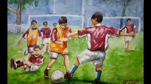 Figurative Composition In Watercolor Football Players Bfa Exam Compos Composition Drawing Drawing Competition Watercolor Paintings Tutorials
