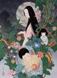 yamamoto takato 山本タカト izumi kyoka 泉鏡花 illustration from soumeikyuu 草迷宮 grass labyrinth exhibition poster kanazawa museum december アートのアイデア アジアのアート ホラーアート