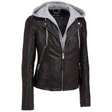 Black Rivet Hooded Center Zip Faux Leather Cycle Jacket View All Gifts Gifts For Mom Women S P Leather Look Jackets Vegan Leather Jacket Leather Jacket