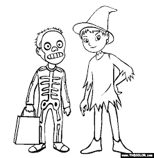 Free printable halloween coloring pages for kids Boy And Girl With Costume Coloring Page Free Printable Coloring Pages For Kids