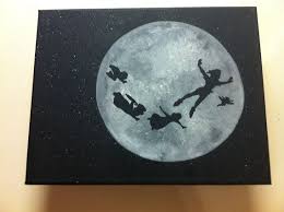 Original Acrylic Silhouette Of Peter Pan Tinkerbell And The Etsy Spray Paint Art Art Disney Art