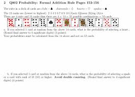 The trick is won by the highest card of the suit led or by the highest spade (if one is played). 2 Q002 Probability Formal Addition Rule Pages Chegg Com