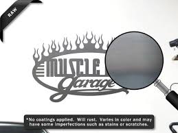 Muscle Car Garage Fire Flames Speed Shop Mancave Sign Plasma Metal Art Gift  Idea