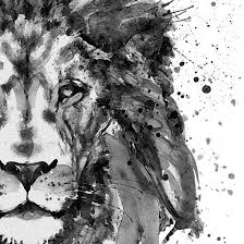 Black And White Watercolor Painting Tutorial Black And White Half Faced Lion Black And White Lion Black And White Painting Lion Painting