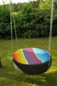 Diy Selbstgebaute Schaukel Nestschaukel Aus Einem Reifen Der Bezug Verhindert Das Abradieren Des Gummis Gartenschaukel Kinder Gartenschaukel Kinder Schaukel