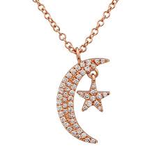 14k Rose Gold Diamond Mini Moon And Star Necklace Maurice S Jewelers
