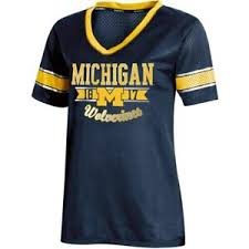 Details About Womens Russell Navy Michigan Wolverines Fashion Jersey V Neck T Shirt
