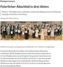 Hier sind viele tolle glückwünsche zum abitur. Ratsgymnasium Munster Feierlicher Abschied In Drei Akten Wn 9 7 18