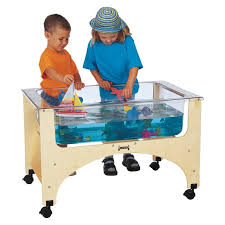 Jonti Craft Solid Wood Rectangular Birch Sand And Water Table With Cover In 2020 Sand And Water Table Jonti Craft Daycare Furniture