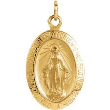 14k yellow,white or rose gold small miraculous virgin mary medal charm pendant necklace (18 inches, no chain). 14k Yellow Gold Miraculous Medal At Catholic Shop