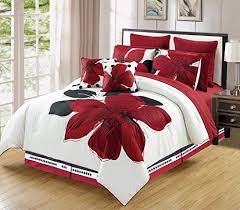 Black And White Floral Bedding Set 12 Piece Burgundy Red Black White Floral Bedinabag California Cal King Size Bedding Sheets Accent Pillows Co Comforter Sets Black Bedding Cheap Bedding Sets